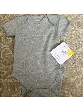 Burt's Bees Baby Heather Gray Short Sleeve Cotton One-Piece